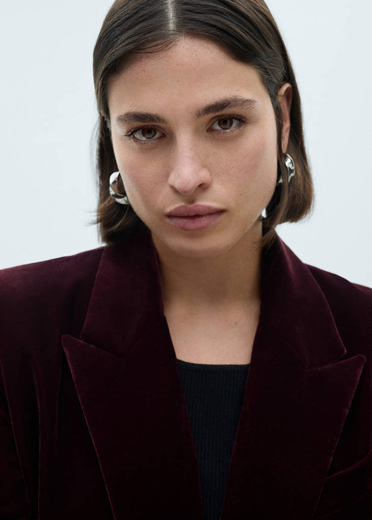 Structured velvet blazer — Maroon
