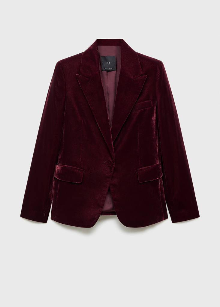 Structured velvet blazer — Maroon