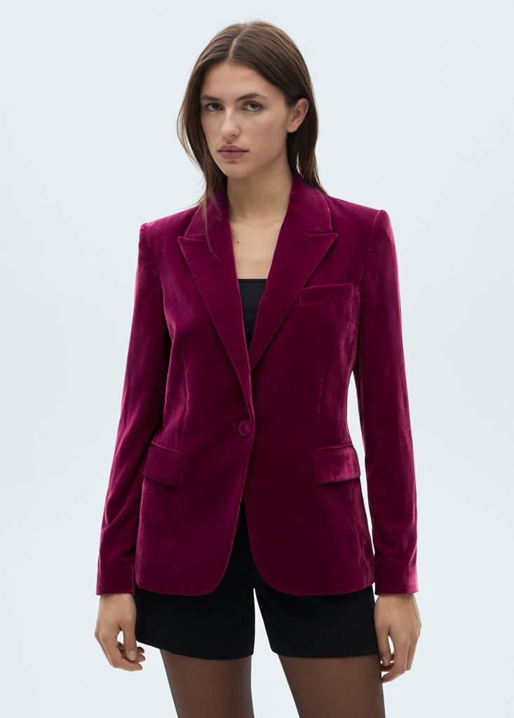 Structured velvet blazer — Fuchsia