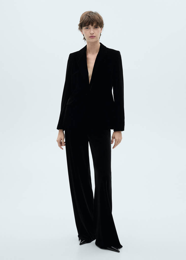 Structured velvet blazer — Black