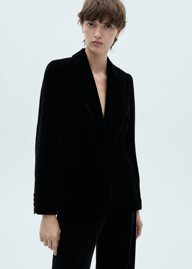 Structured velvet blazer — Black