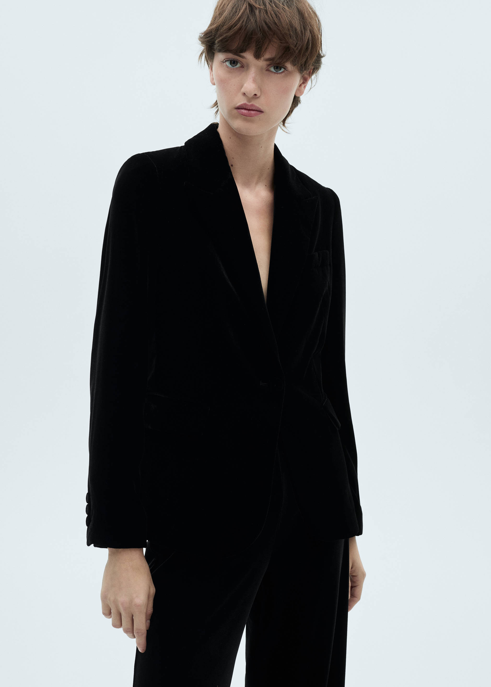 Structured velvet blazer - Medium plane