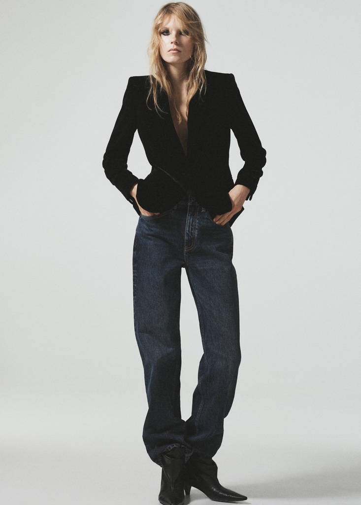 Structured velvet blazer — Black
