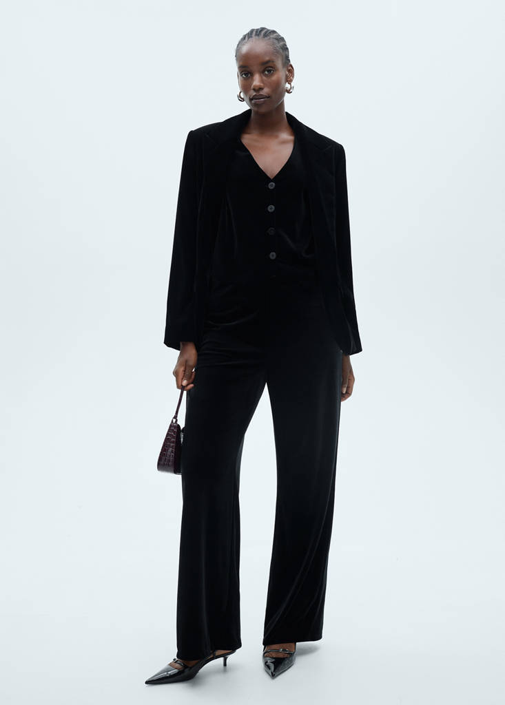 Structured velvet blazer — Black