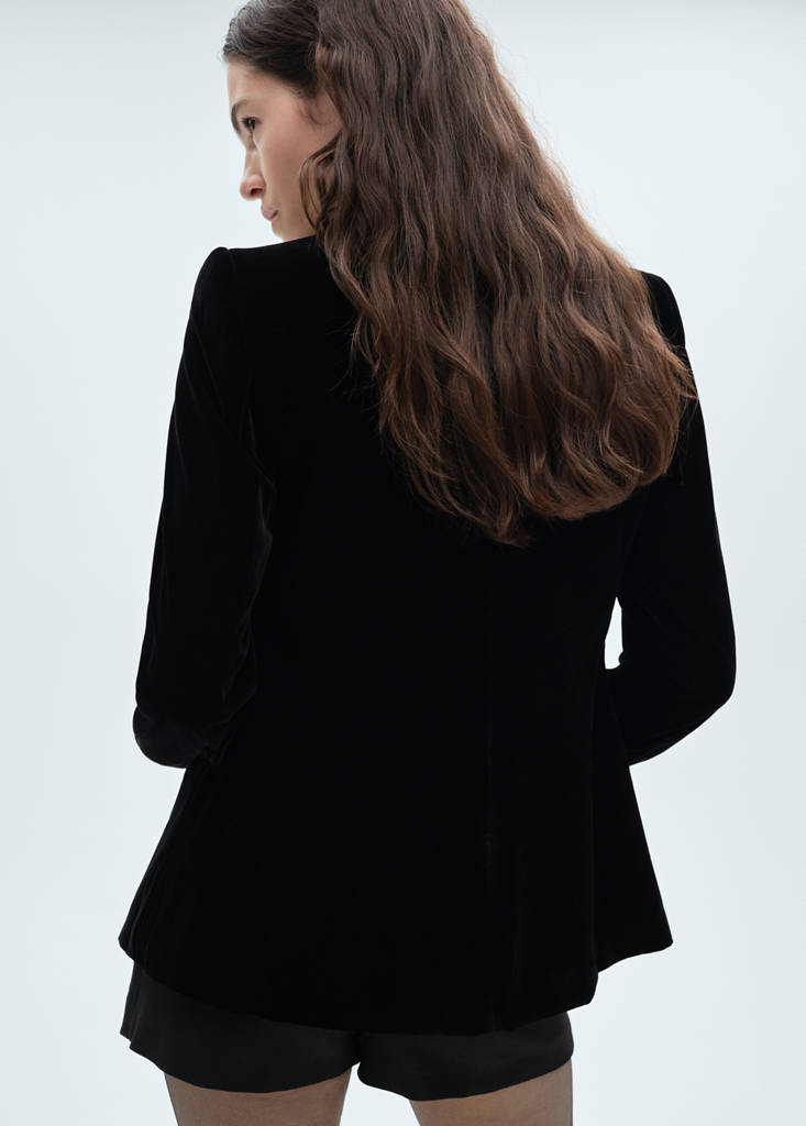 Structured velvet blazer — Black
