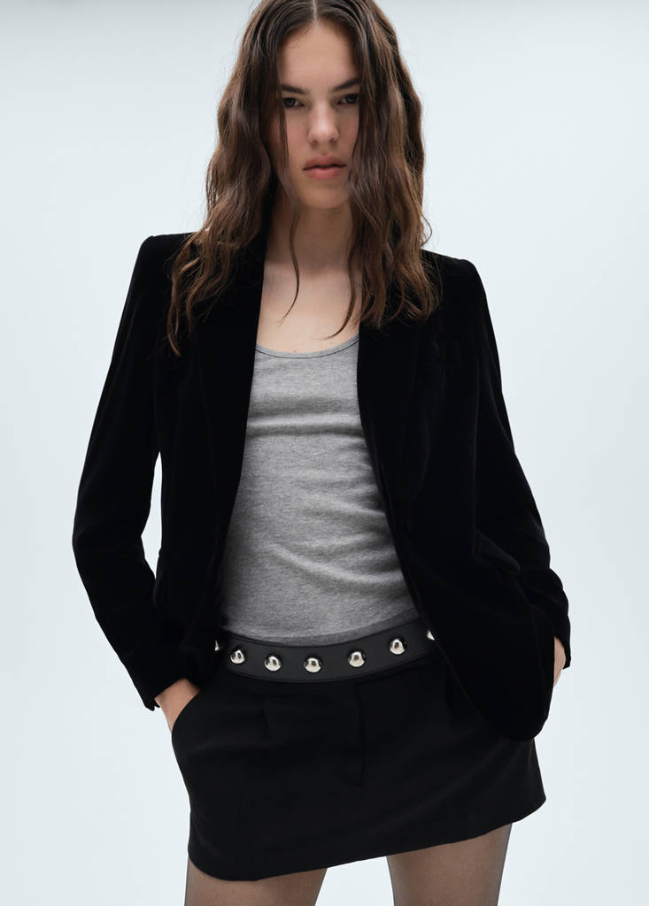 Structured velvet blazer — Black