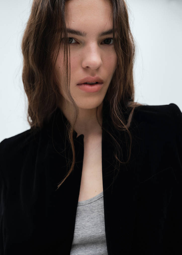 Structured velvet blazer — Black