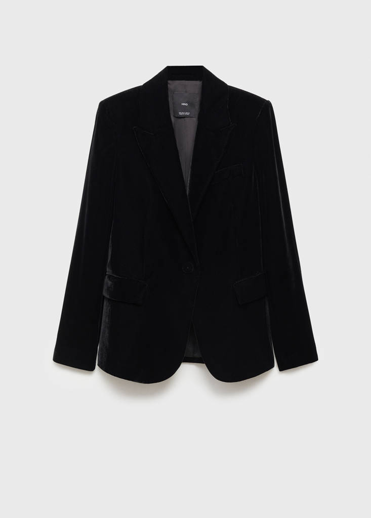 Structured velvet blazer — Black