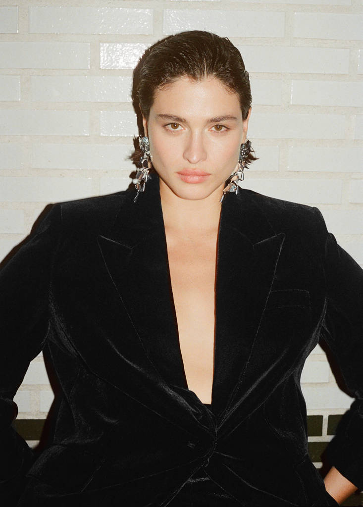 Structured velvet blazer — Black