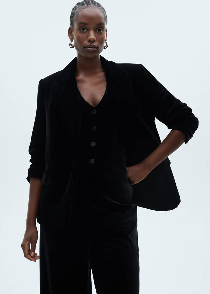 Structured velvet blazer — Black