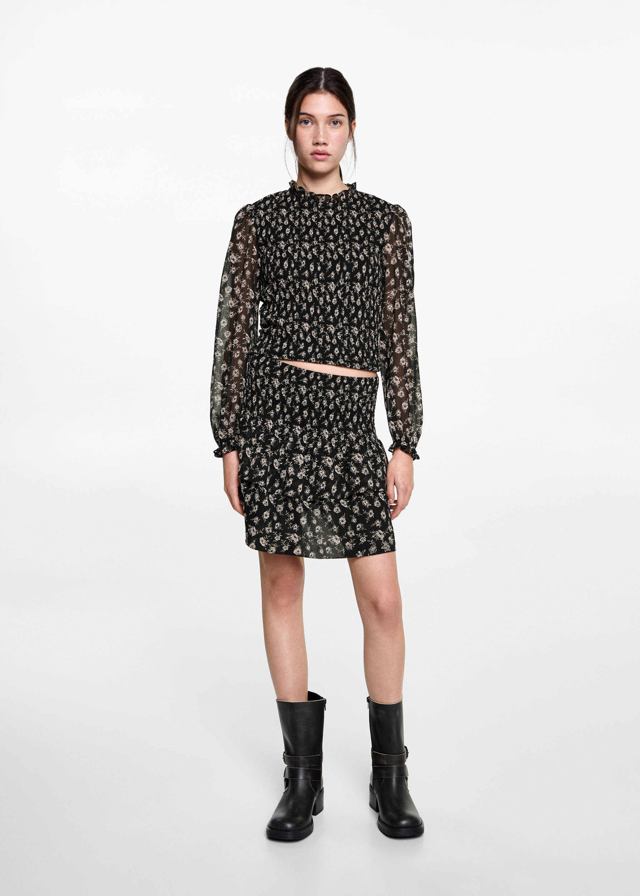 Blouse froncée fleurie - Plan général