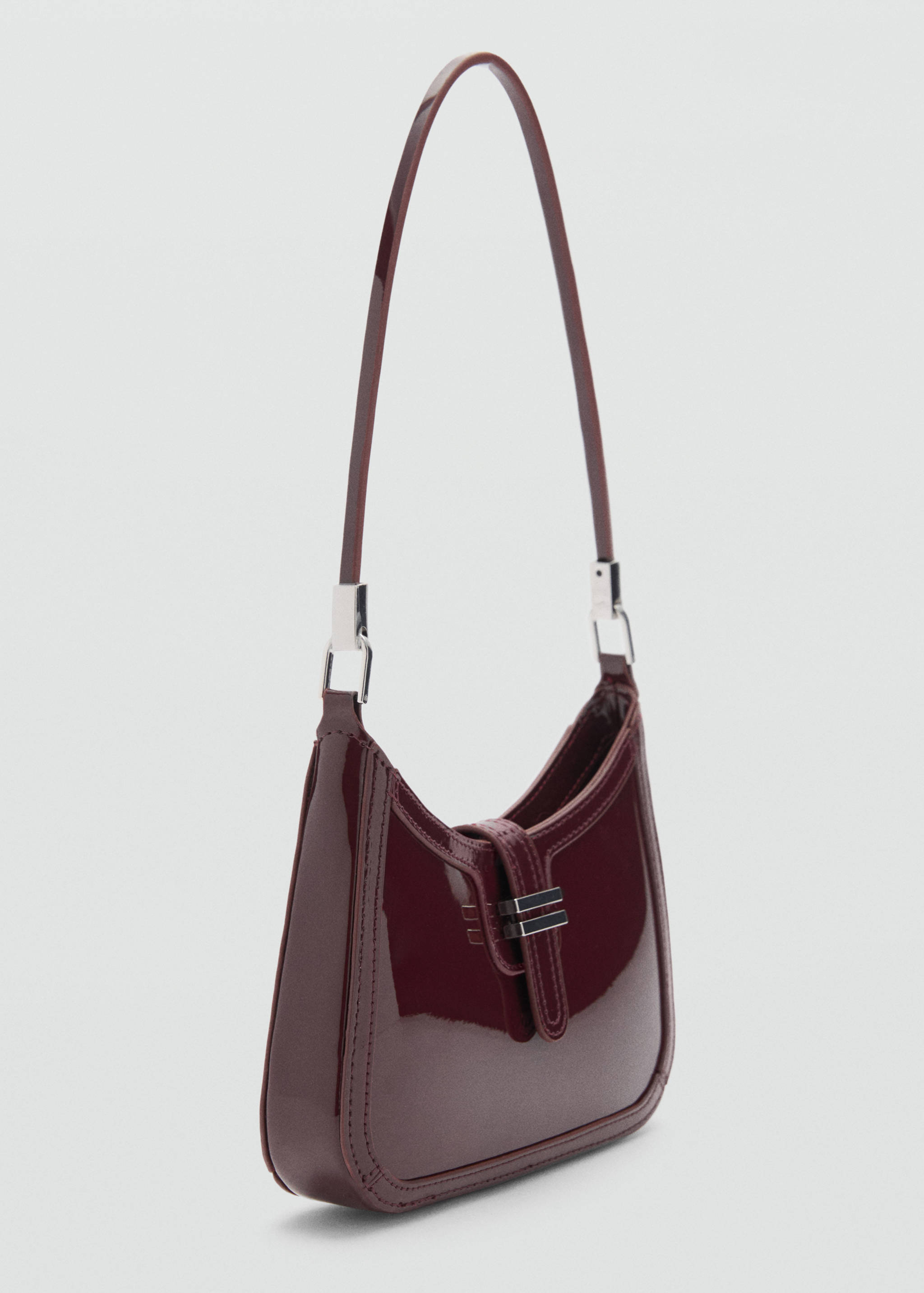 Patent leather-effect shoulder bag - Medium plane