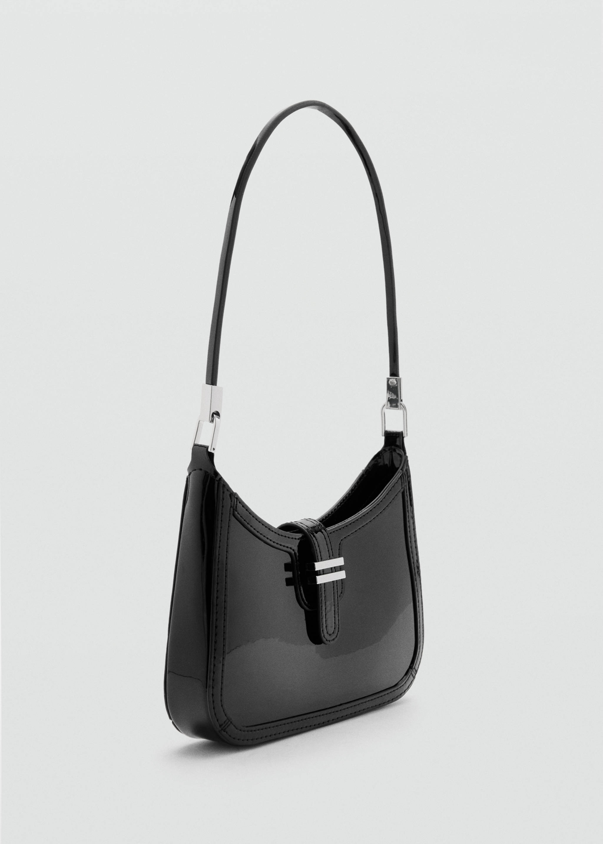 Patent leather-effect shoulder bag - Medium plane