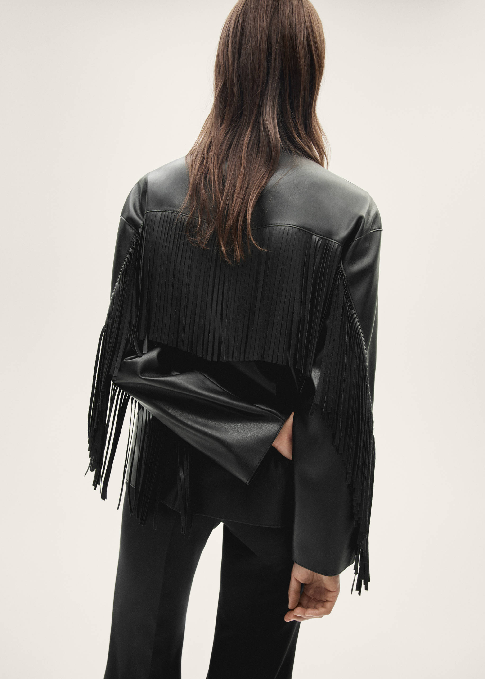 Faux-leather fringed overshirt - Reverse of the article