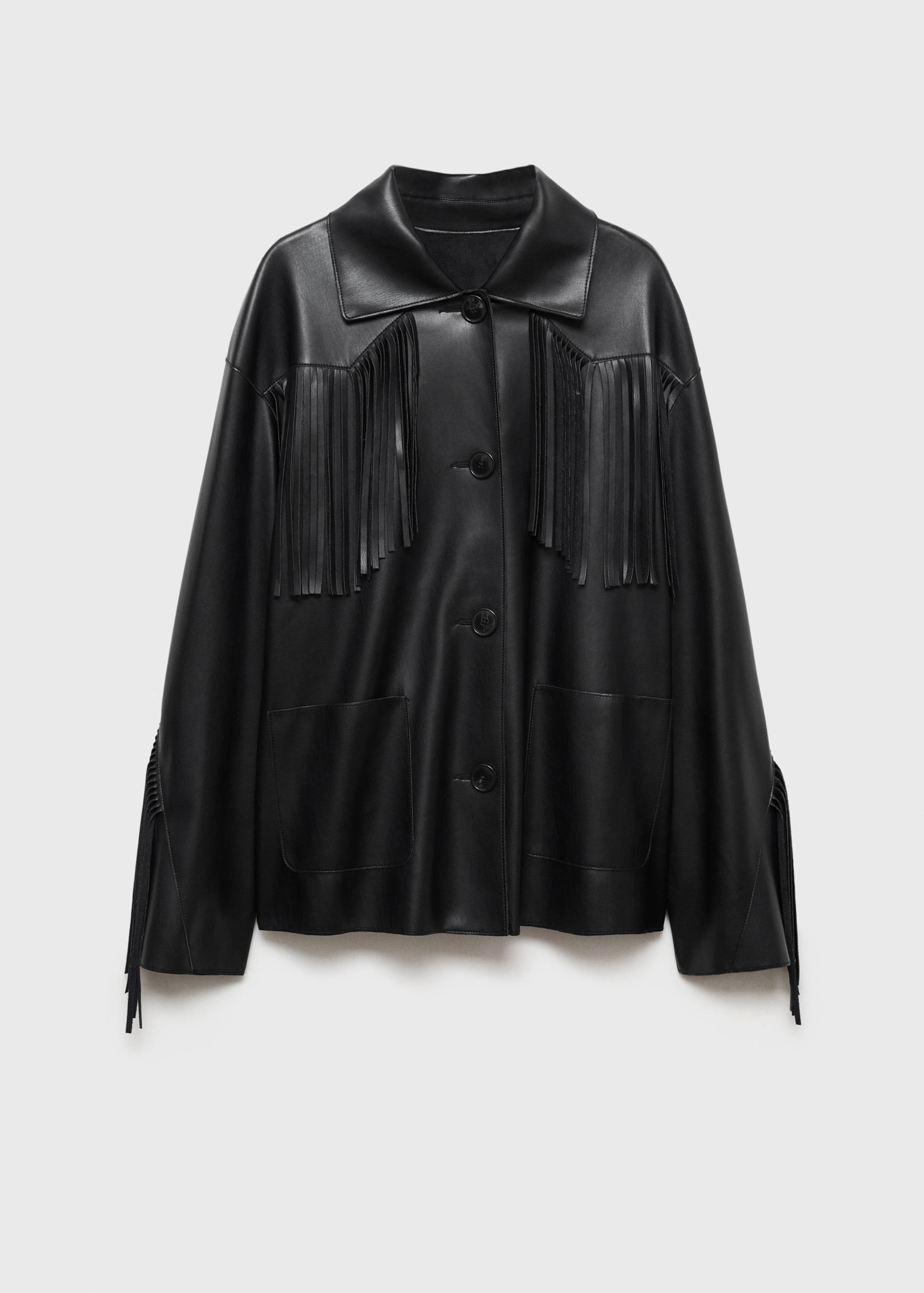 Faux-leather fringed overshirt - Article without model