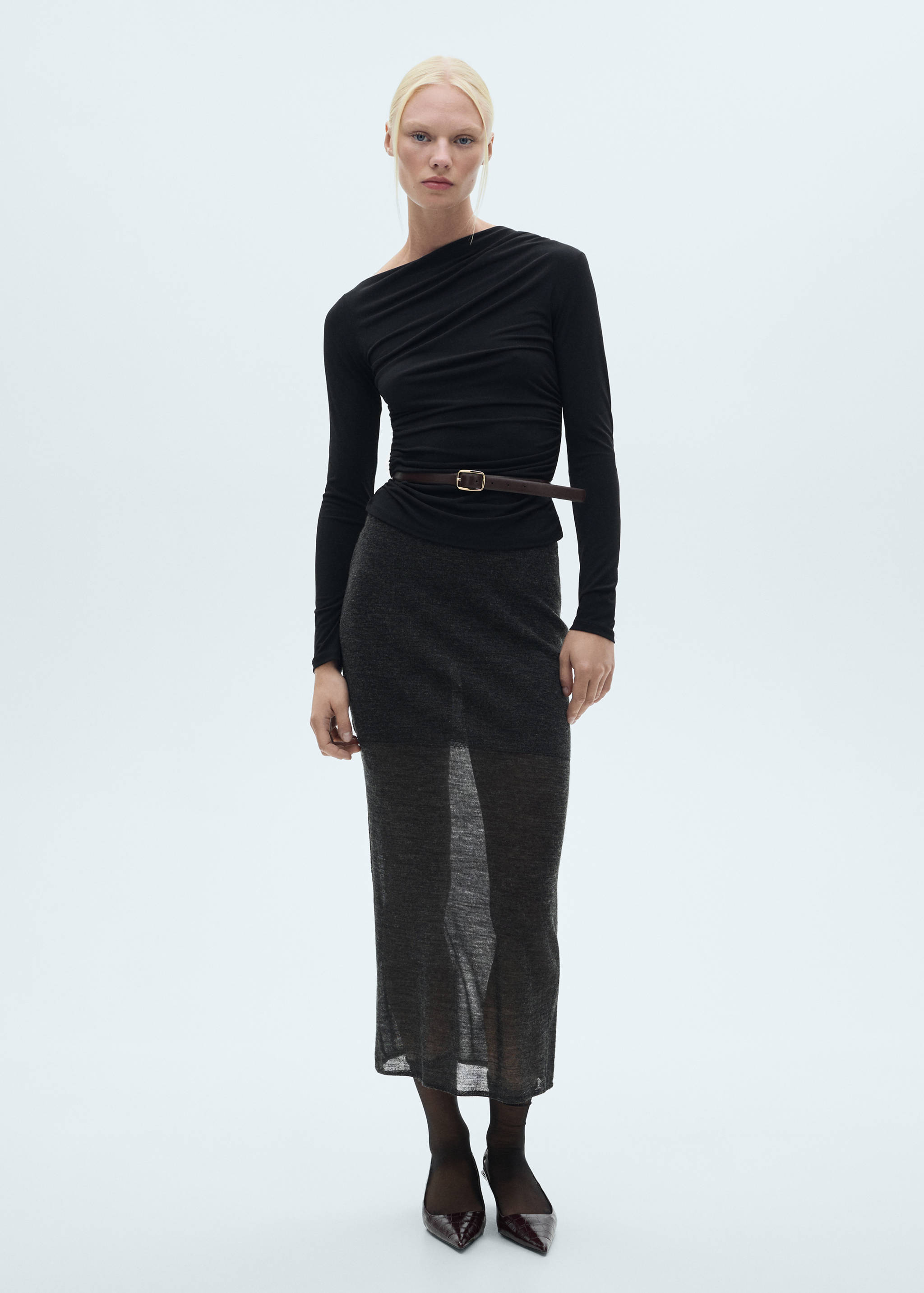 Camiseta asimétrica fruncidos - Plano general