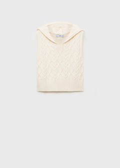 Cable-knit gilet with hood — Ecru 5
