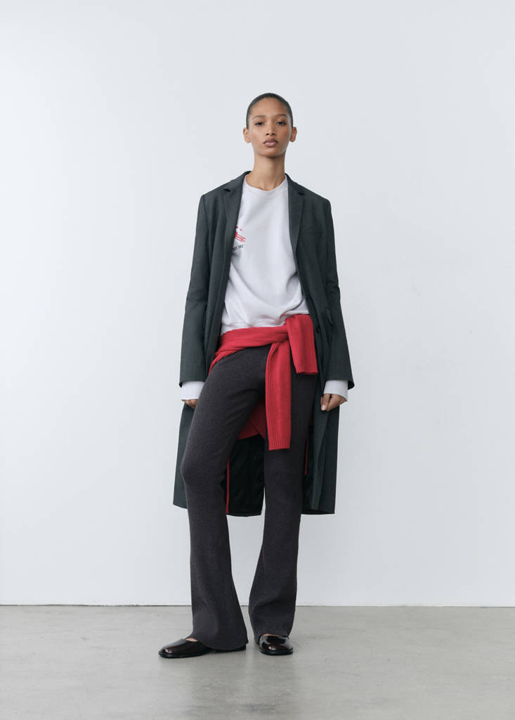 Trousers with knitted waistband — Grey