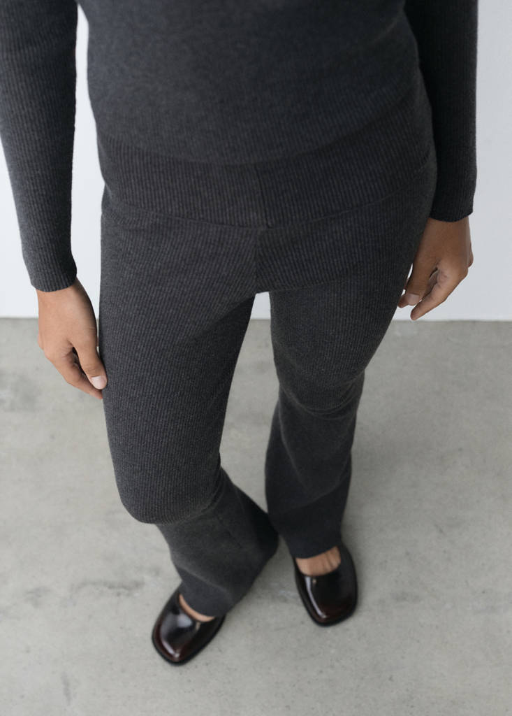 Trousers with knitted waistband — Grey