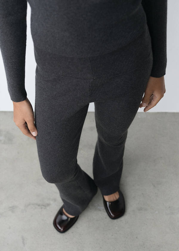 Trousers with knitted waistband — Grey