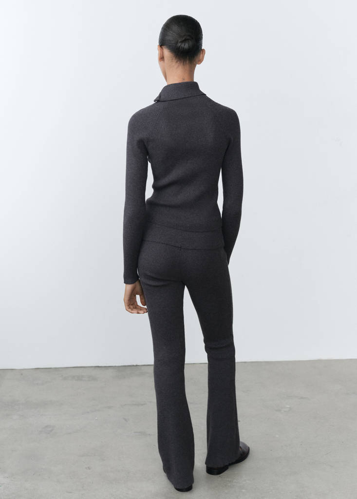 Trousers with knitted waistband — Grey