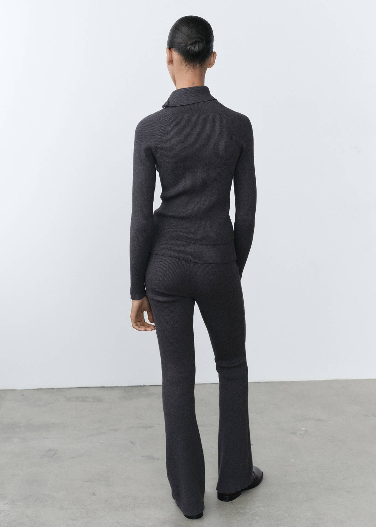 Trousers with knitted waistband — Grey