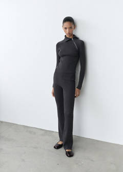Trousers with knitted waistband — Grey 4