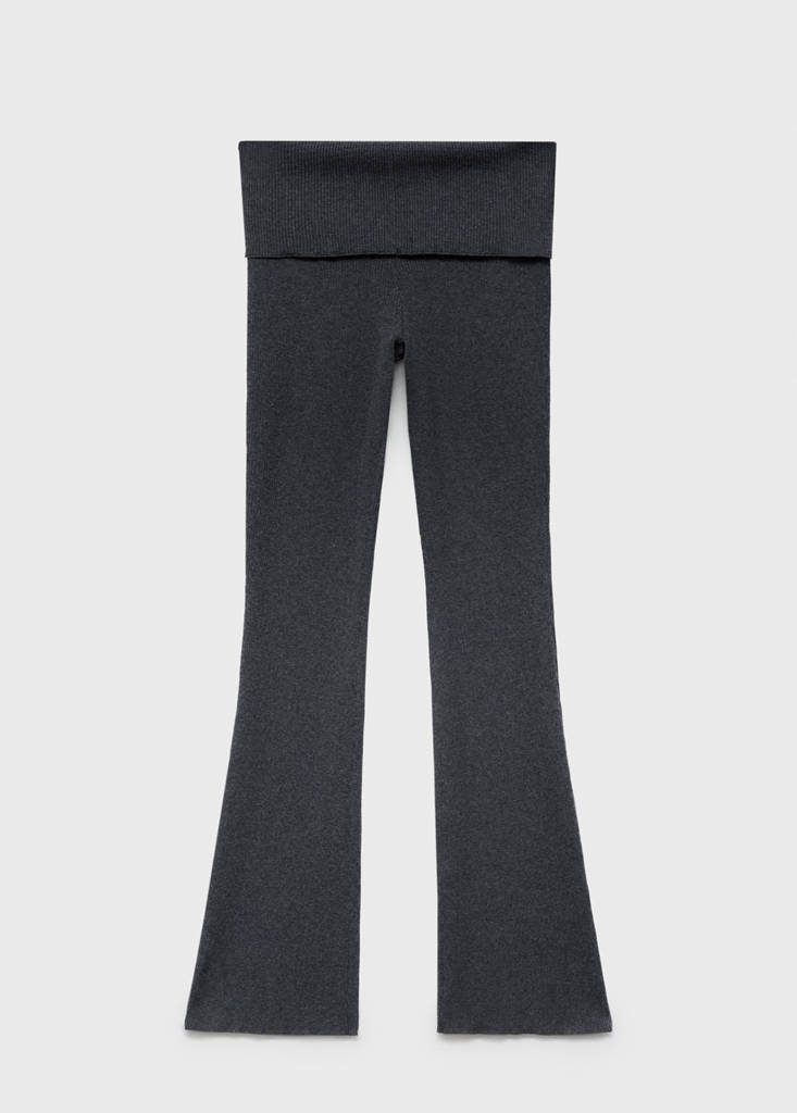 Trousers with knitted waistband — Grey