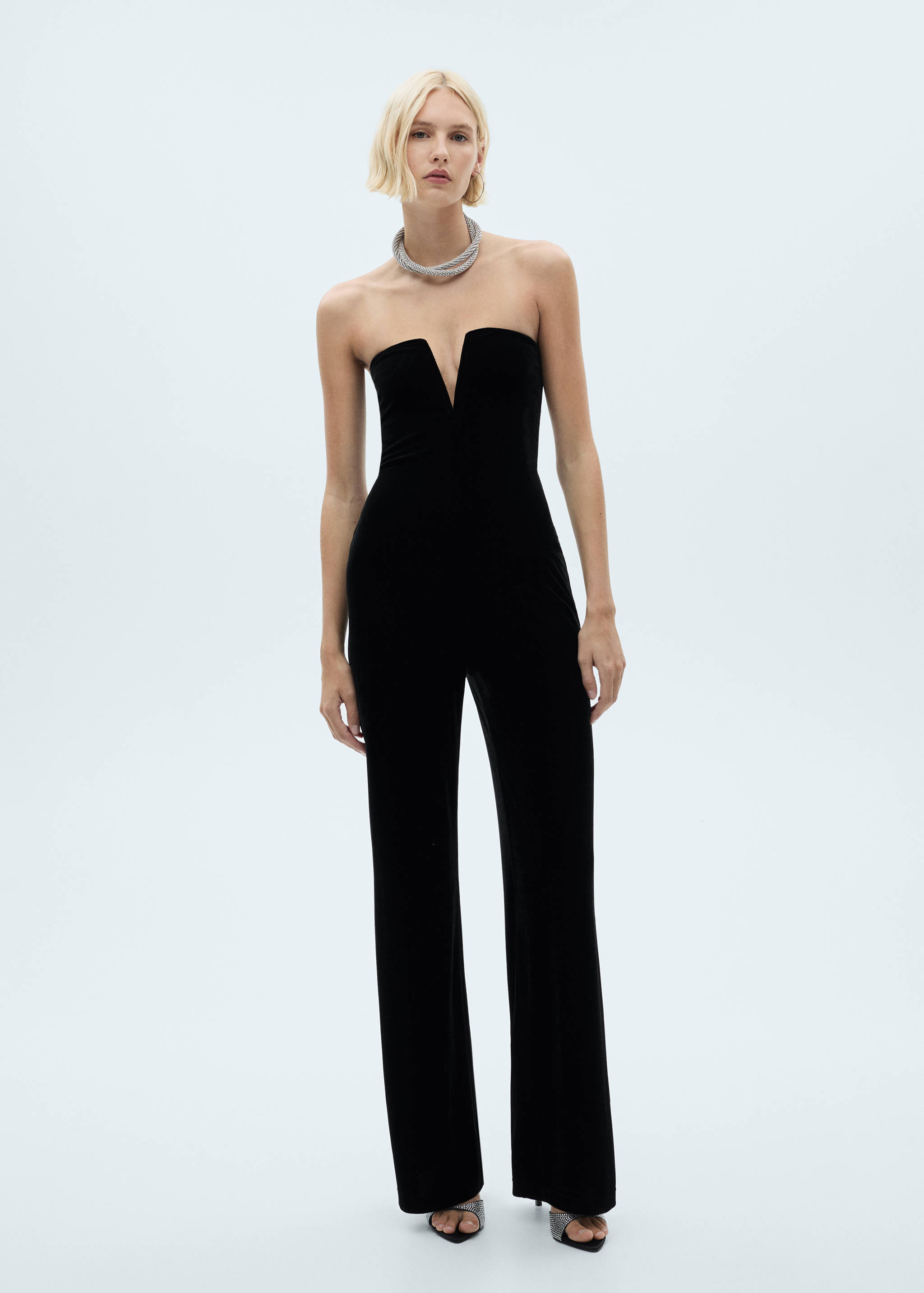 Strapless velvet jumpsuit - General plane