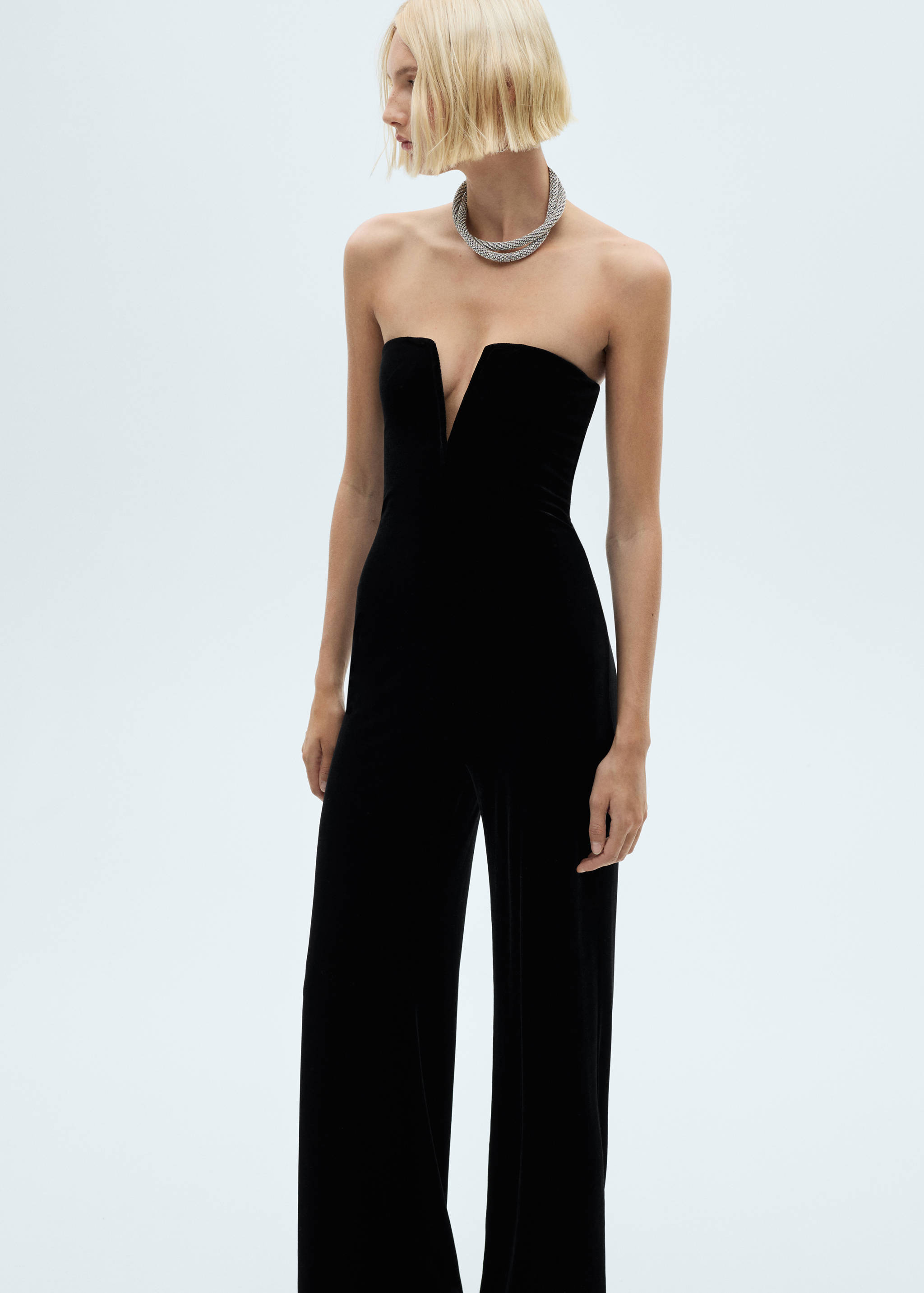 Strapless velvet jumpsuit - Medium plane