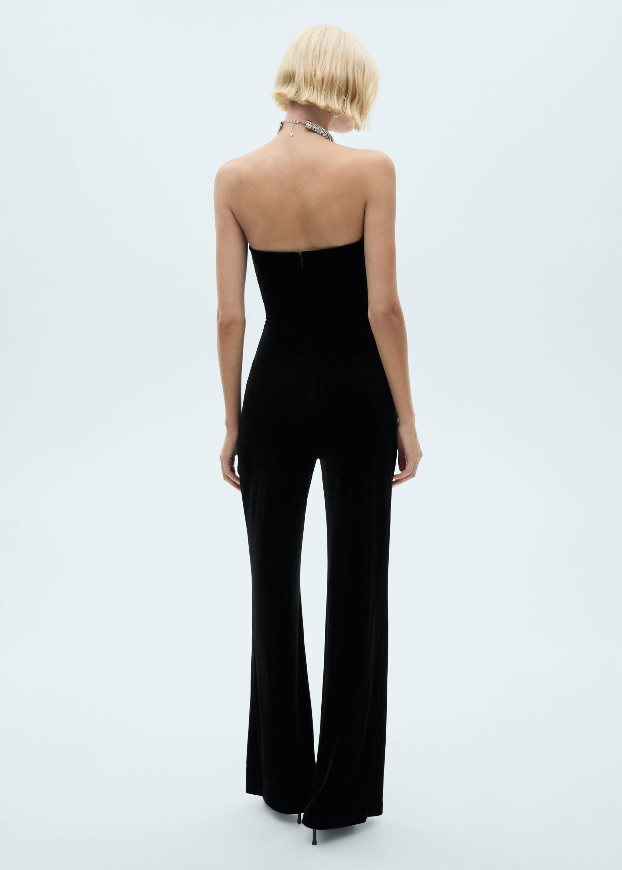 Strapless velvet jumpsuit - Reverse of the article