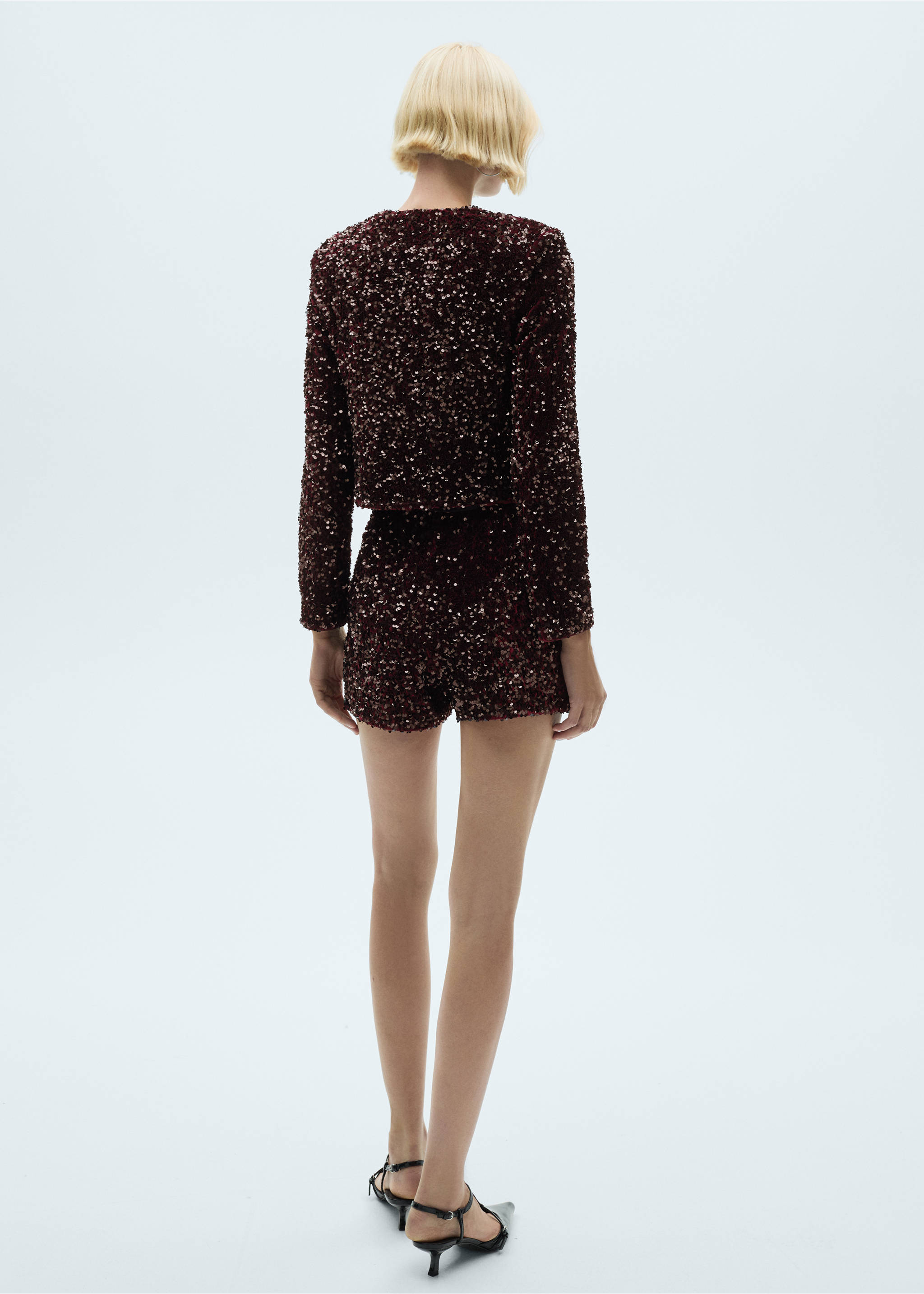 Sequin embroidered jacket - Reverse of the article, Burgundy. Ref: 77089064-01.