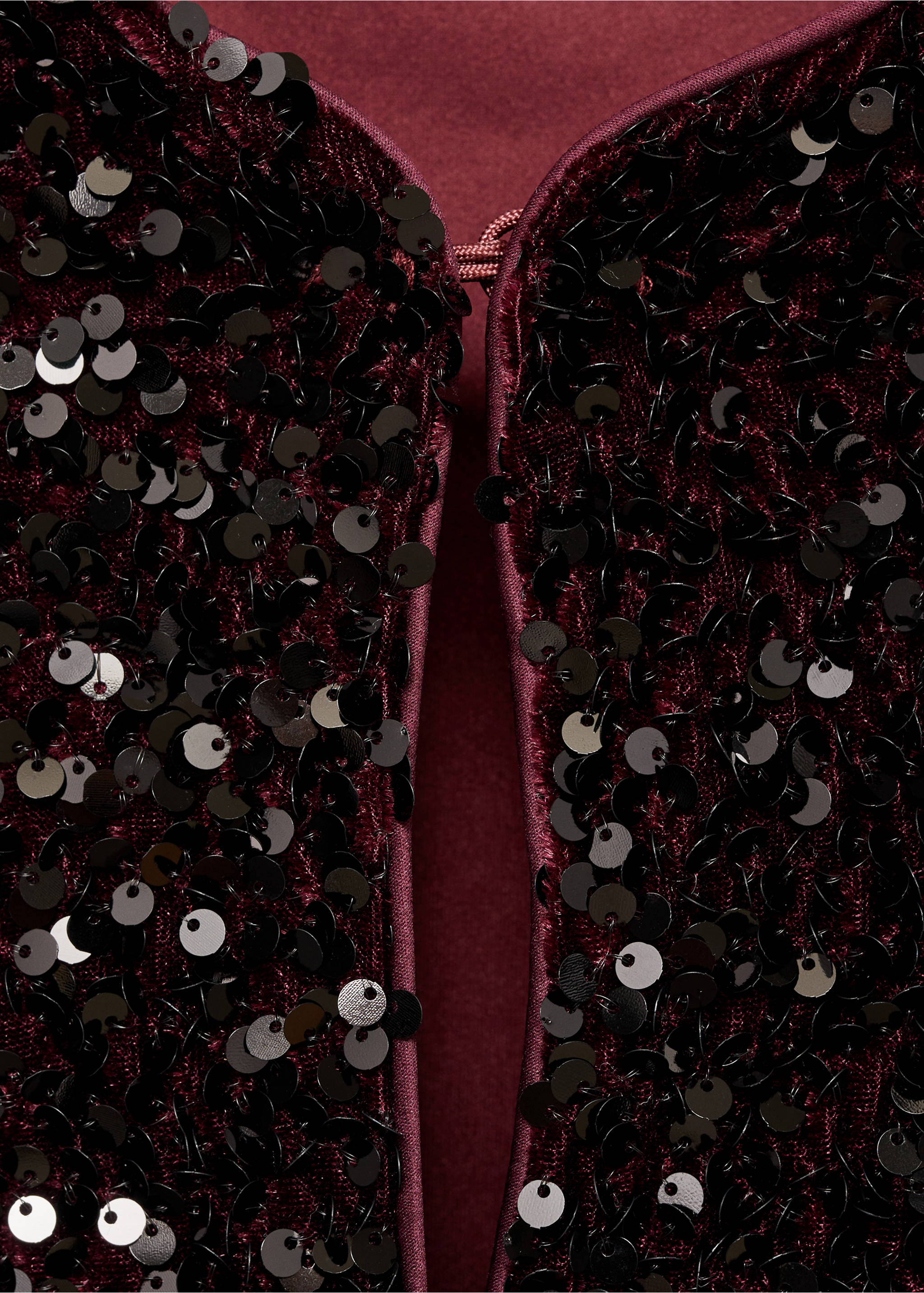 Sequin embroidered jacket - Details of the article 8, Burgundy. Ref: 77089064-01.