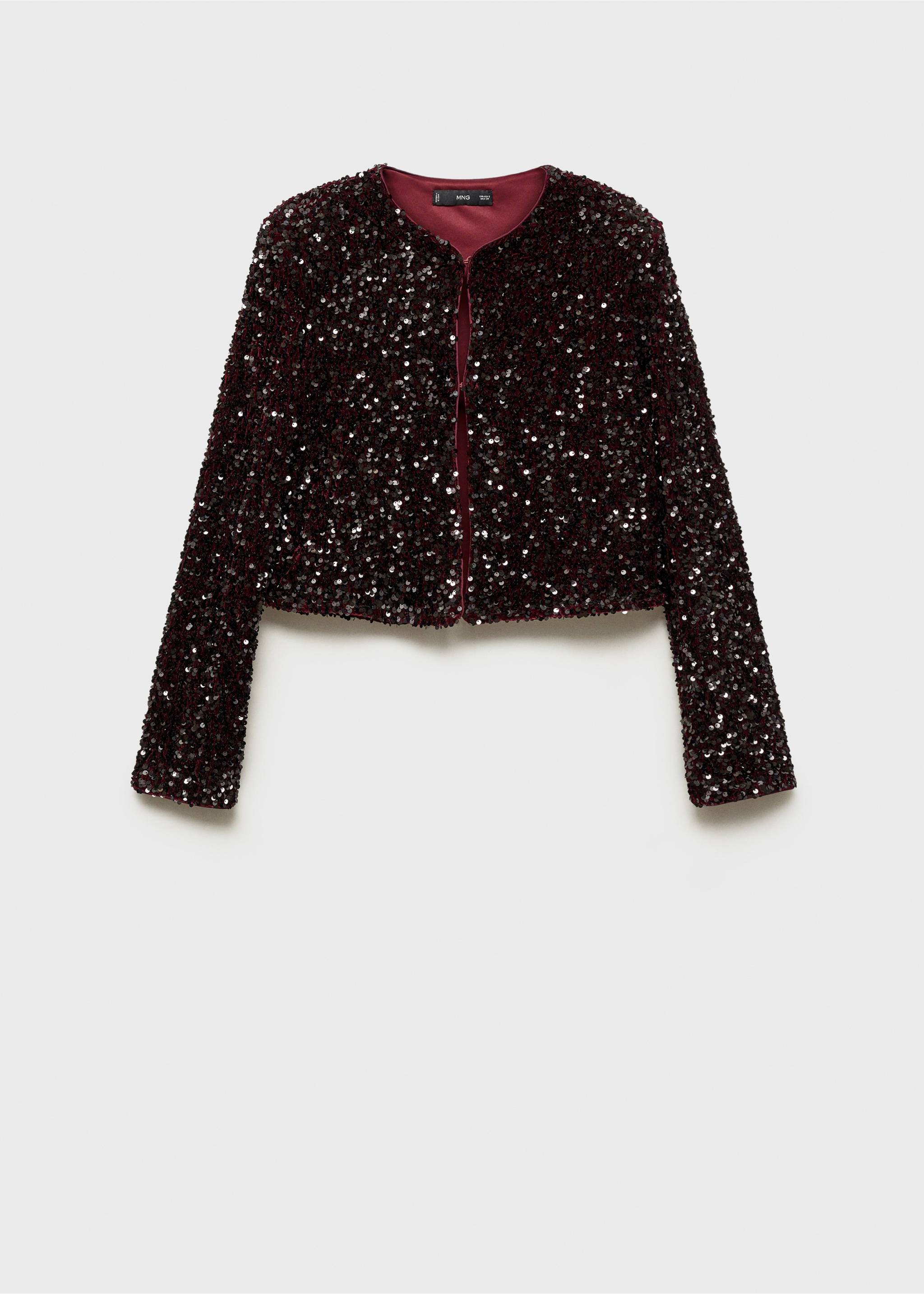 Sequin embroidered jacket - Article without model, Burgundy. Ref: 77089064-01.