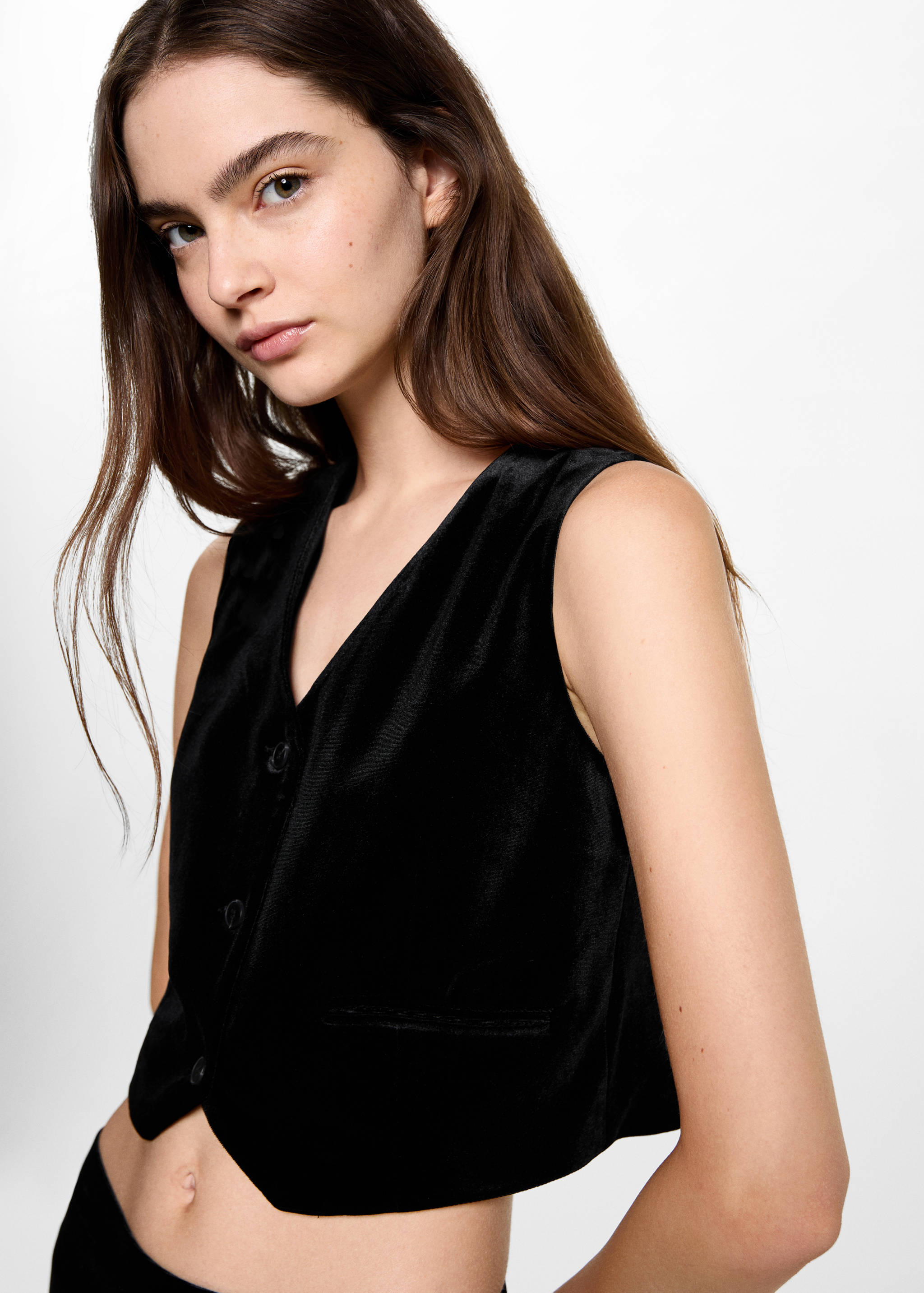Cropped velvet waistcoat - Details of the article 1