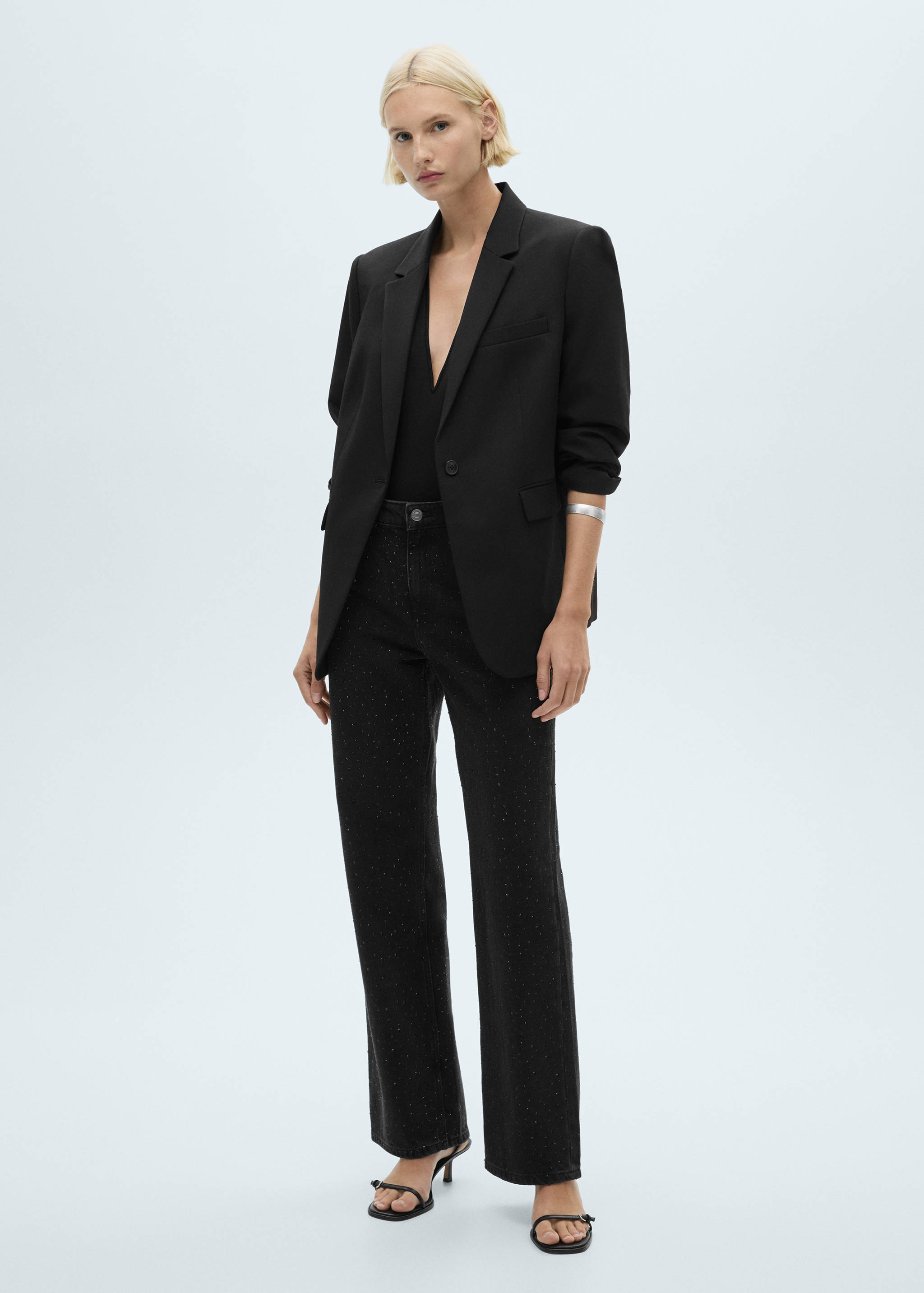 Straight-fit jeans with rhinestone detail - General plane