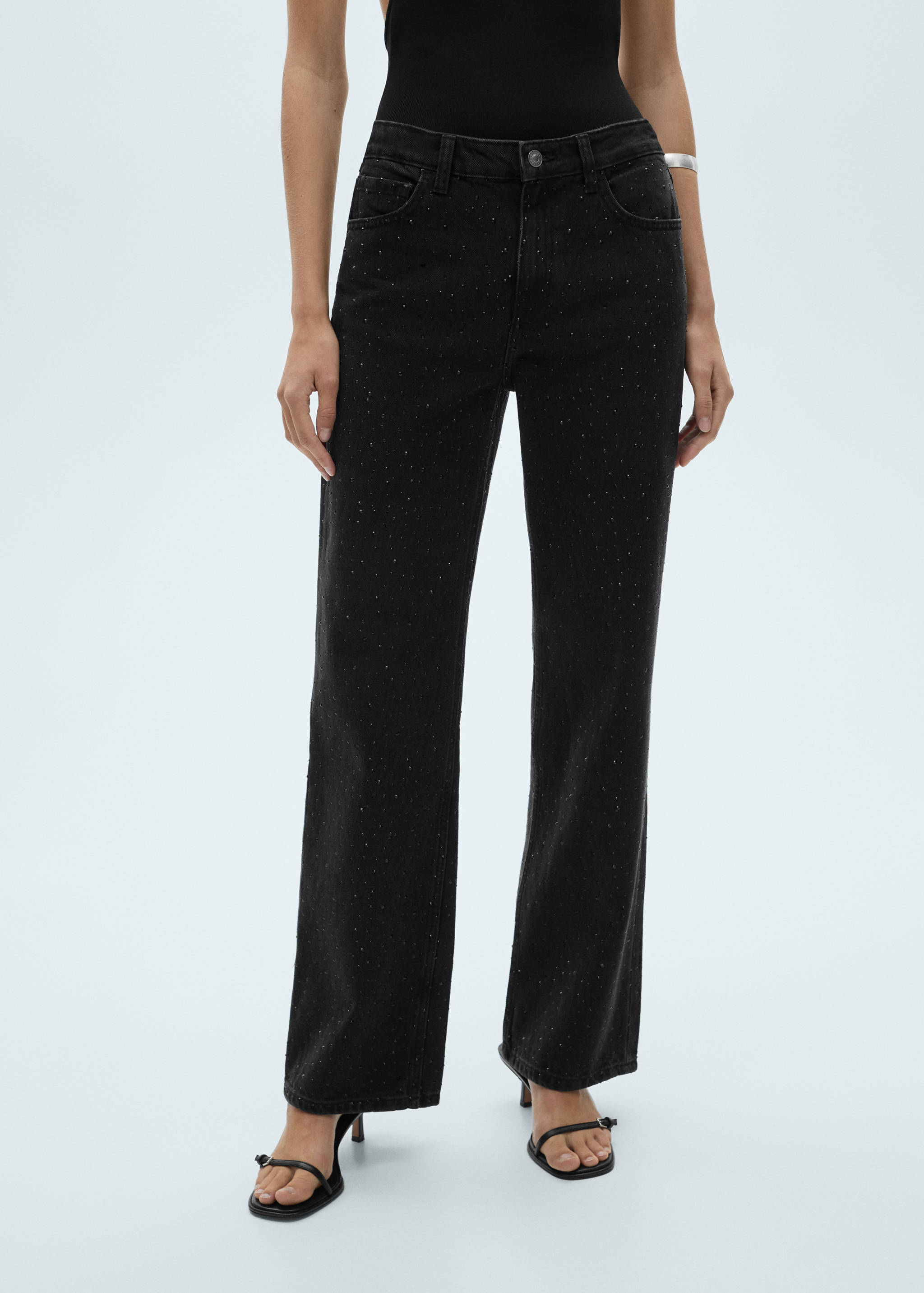 Straight-fit jeans with rhinestone detail - Medium plane