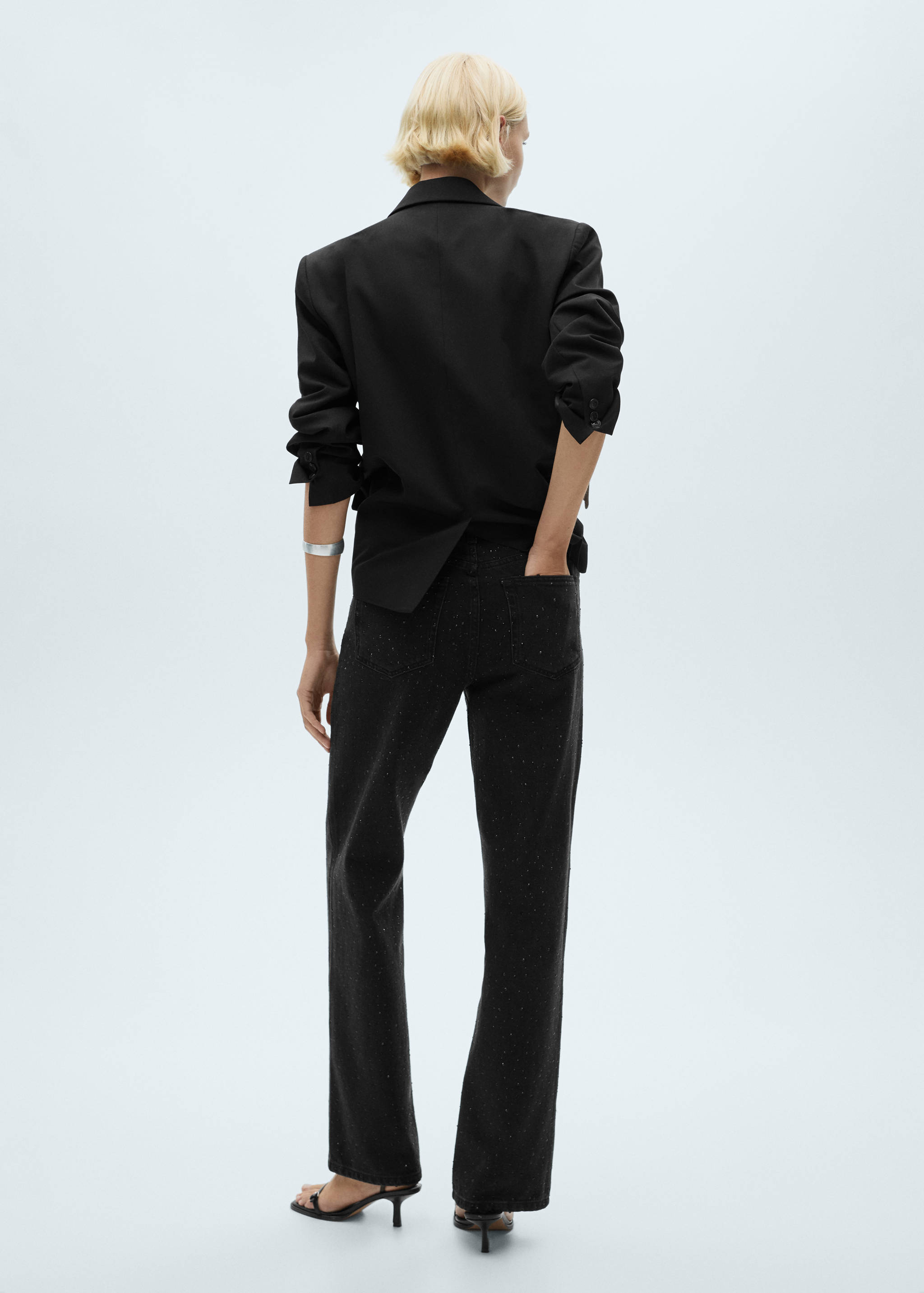 Straight-fit jeans with rhinestone detail - Reverse of the article