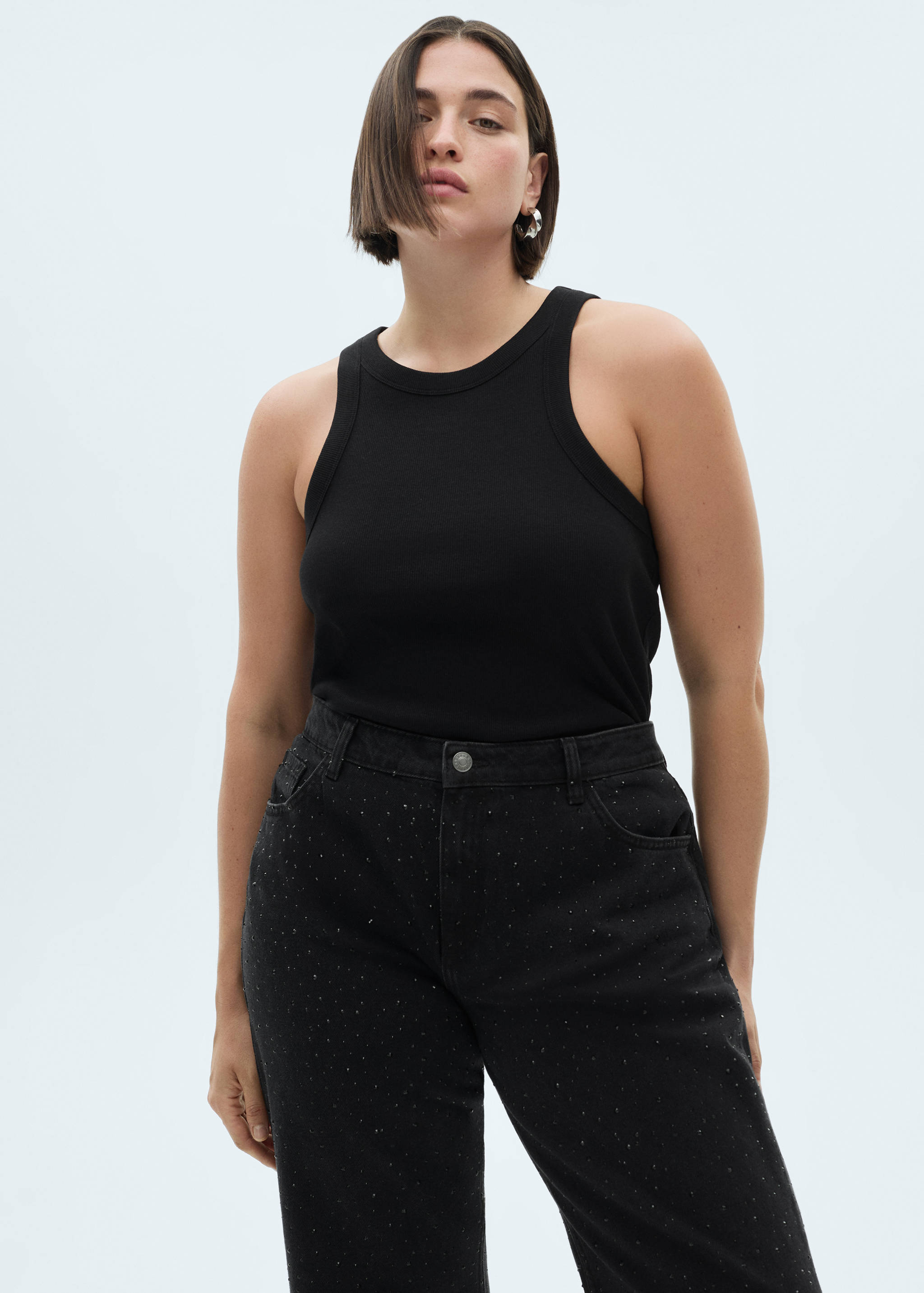 Straight-fit jeans with rhinestone detail - Details of the article 4