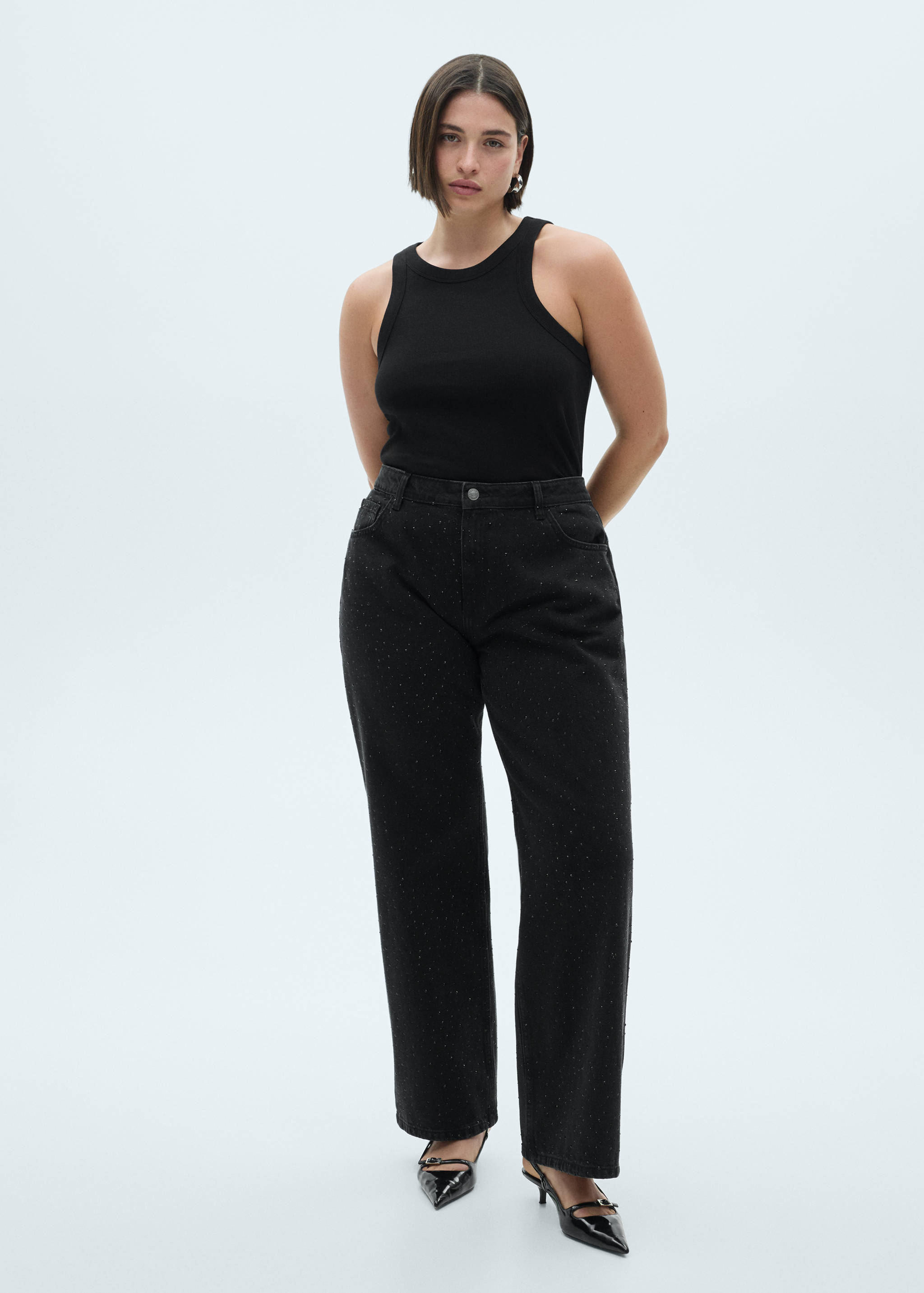 Straight-fit jeans with rhinestone detail - Details of the article 3