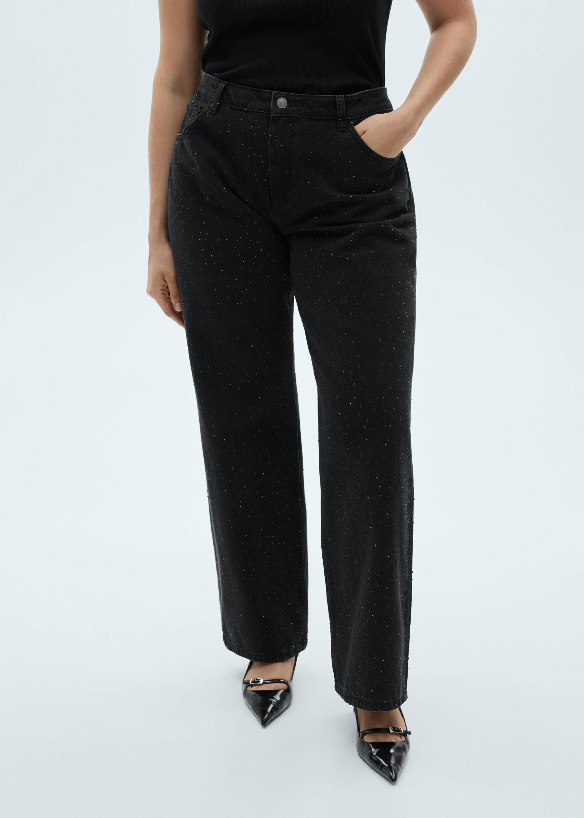 Straight-fit jeans with rhinestone detail - Details of the article 5