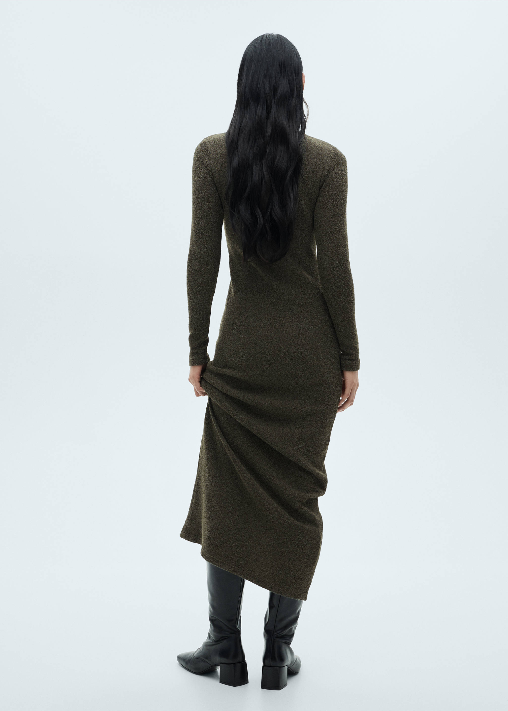 Knitted turtleneck dress - Reverse of the article, Green. Ref: 77089075-00.