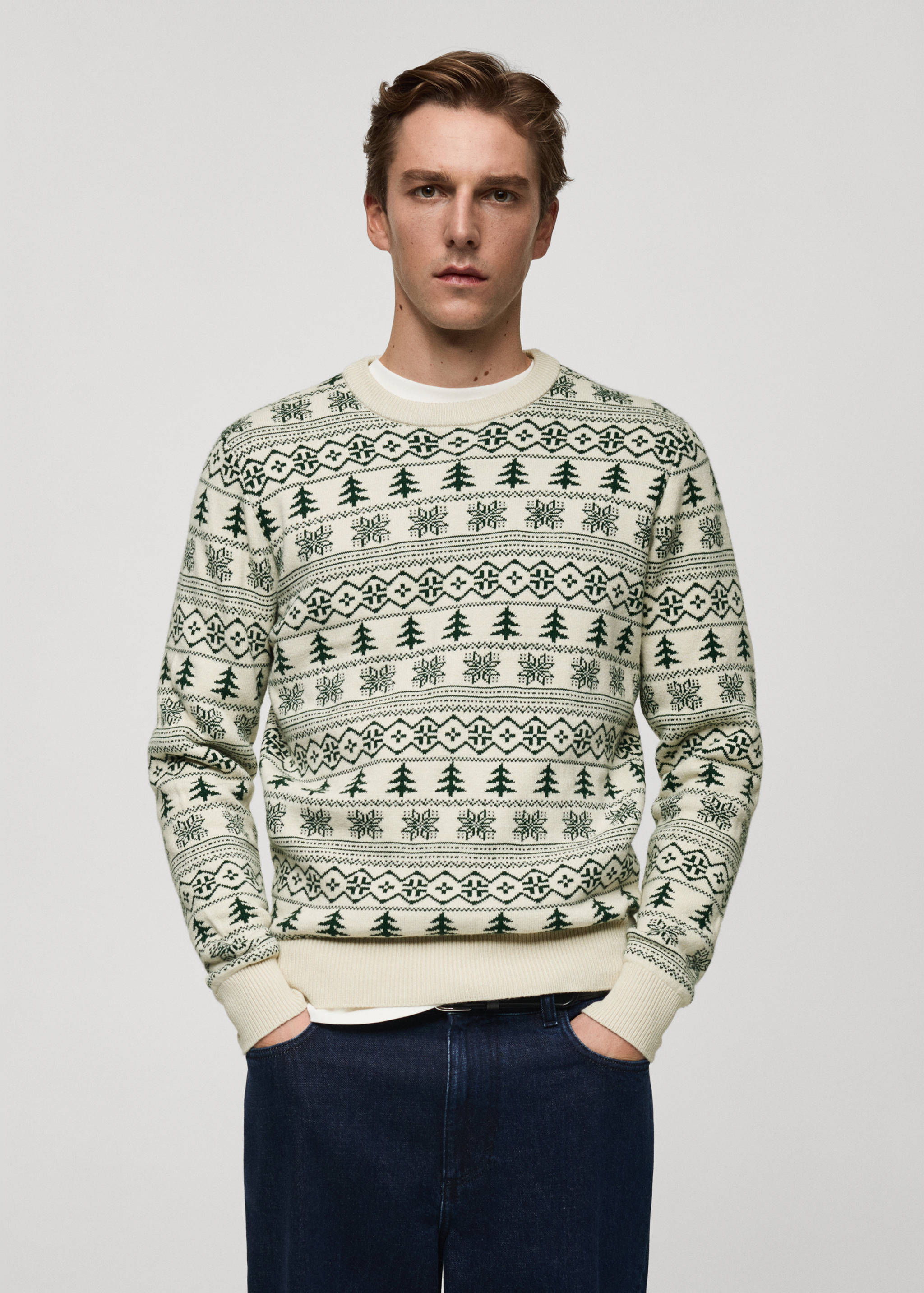 Christmas-print knitted sweater - Medium plane