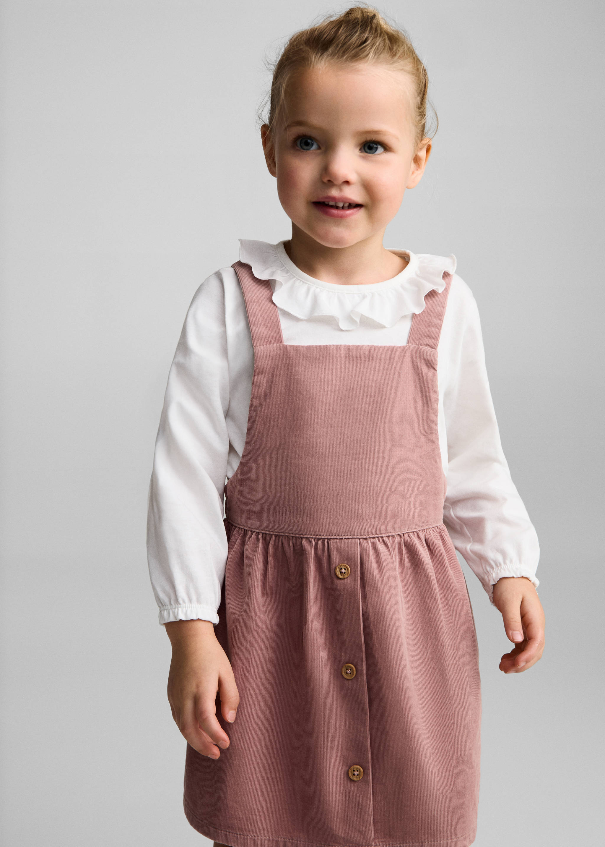 Buttoned micro-corduroy pinafore dress - Medium plane