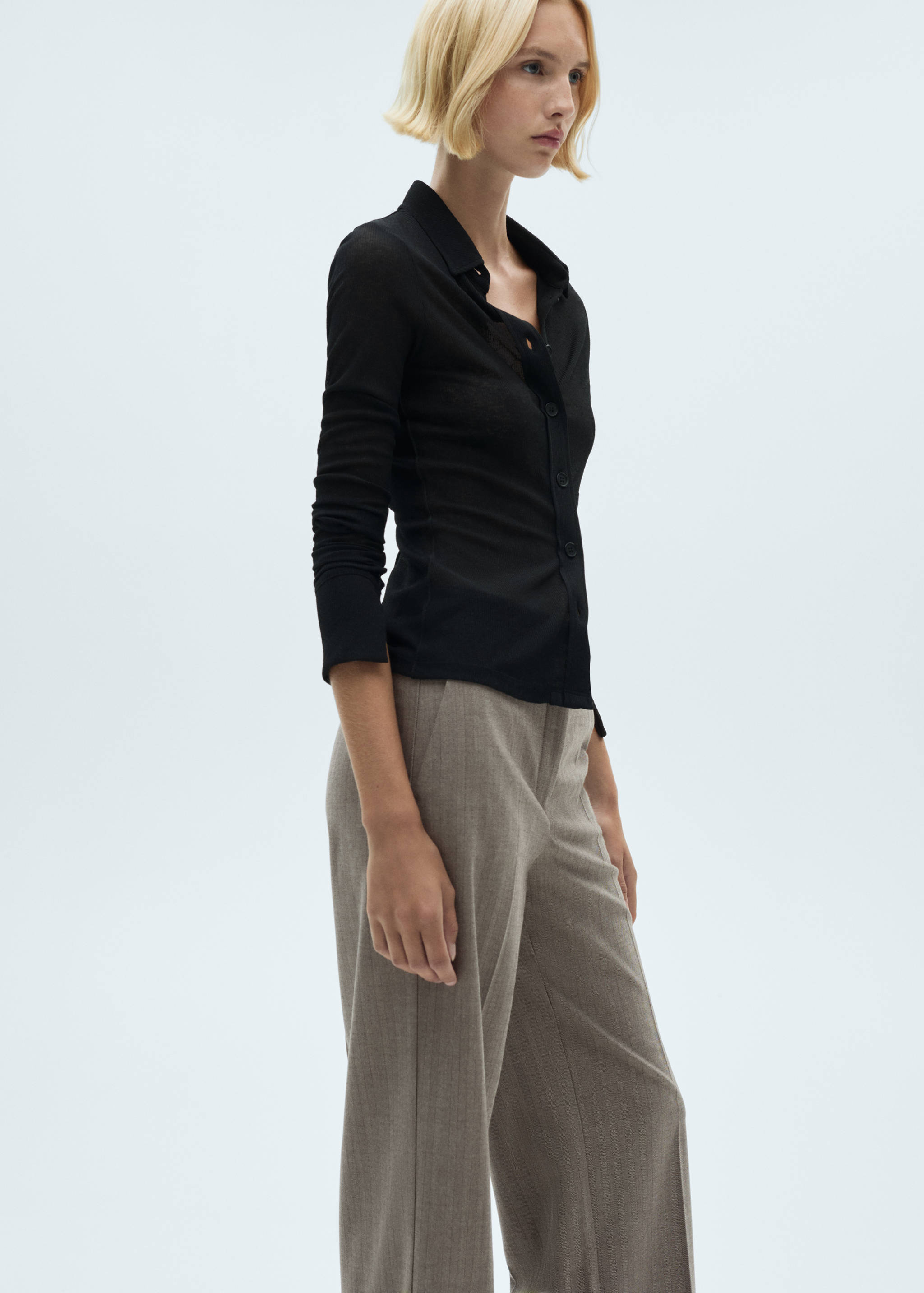 Straight mid-rise pants - Details of the article 2