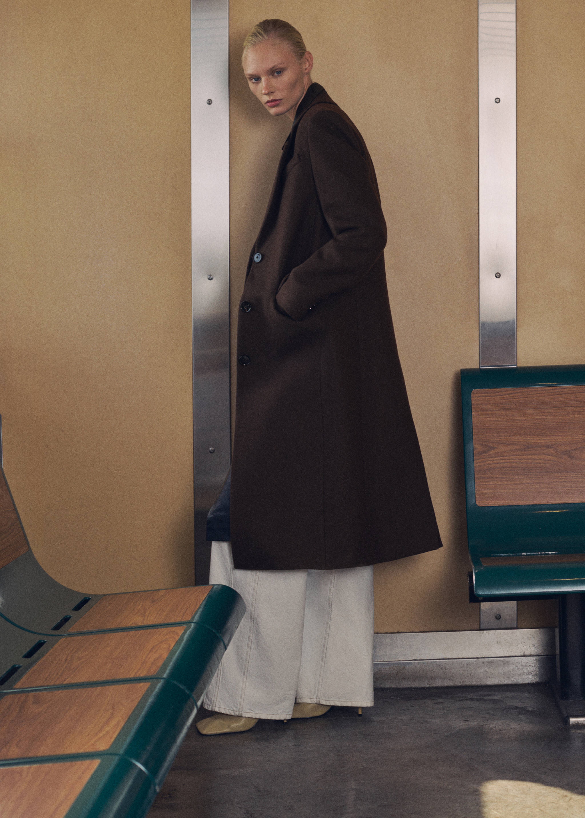 Long structured wool coat - Medium plane