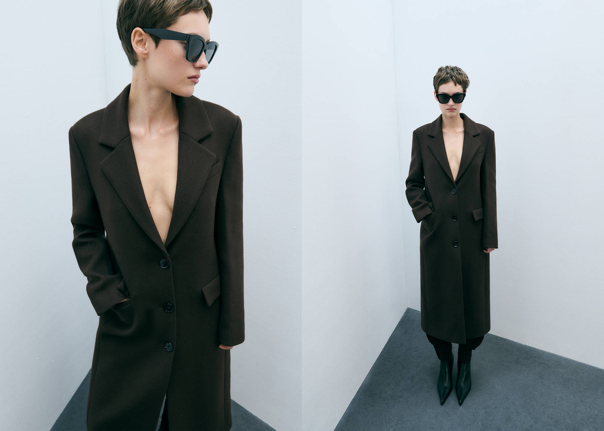Long structured wool coat - Panoramic plane