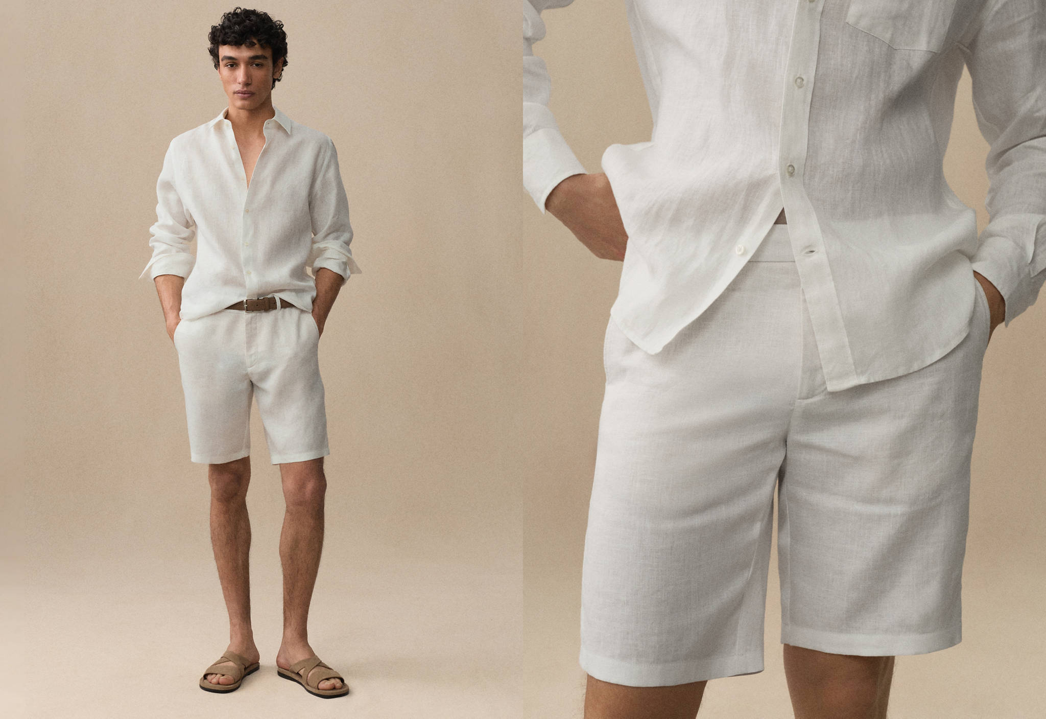 Slim-Fit-Bermudashorts aus 100 % Leinen - Panoramaansicht
