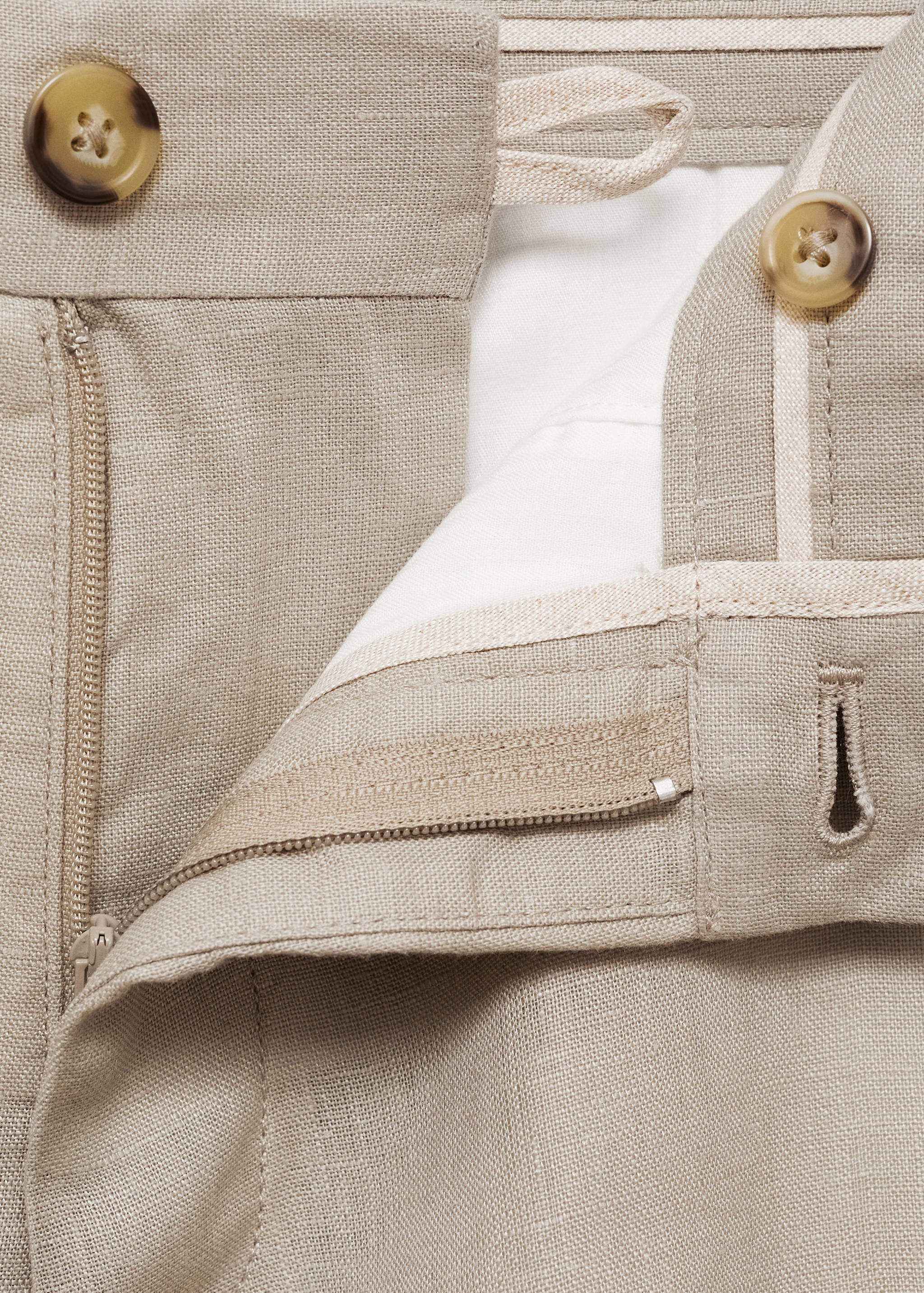 Slim-fit 100% linen bermuda shorts - Details of the article 8