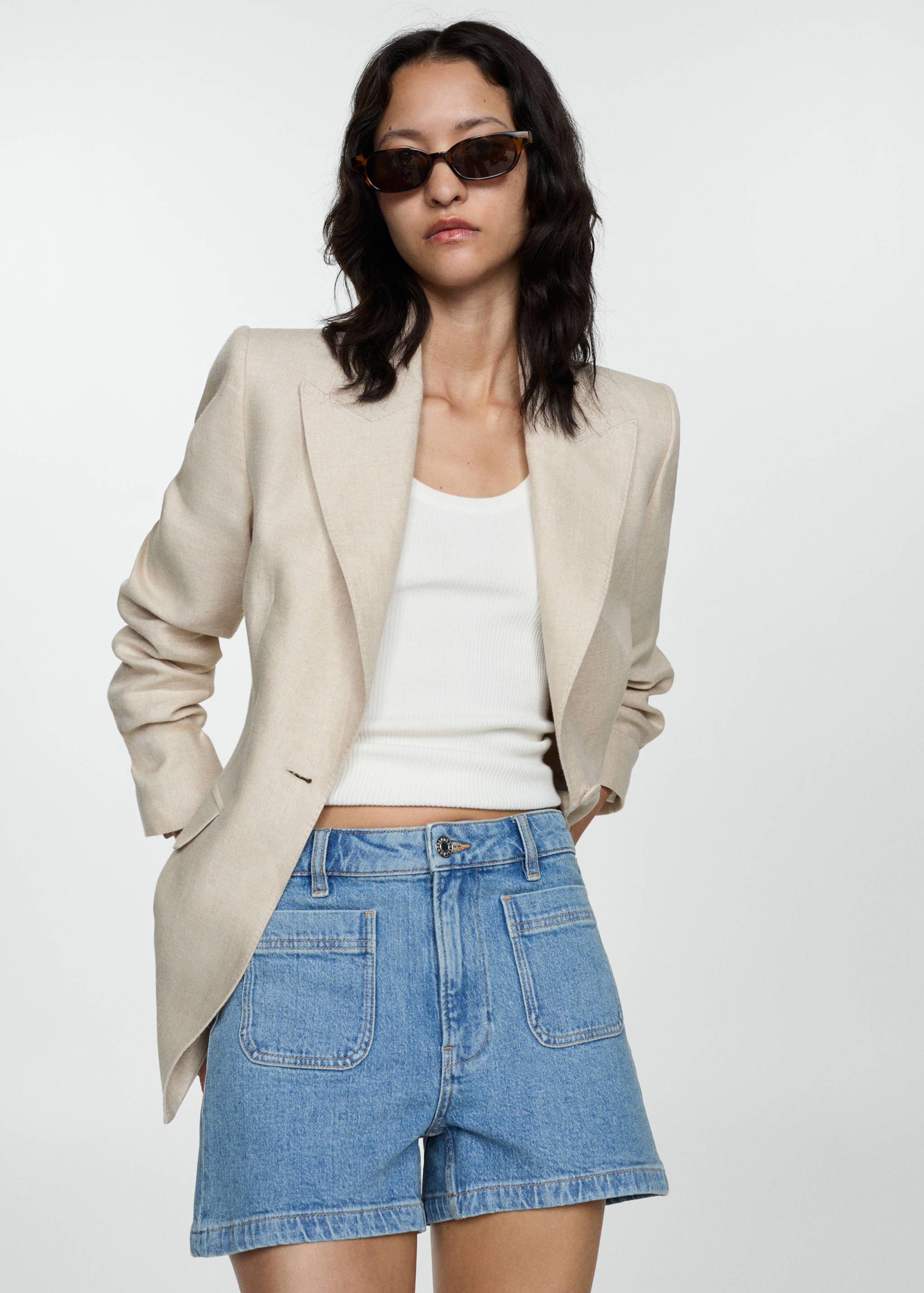 Denim shorts with pockets - Medium plane